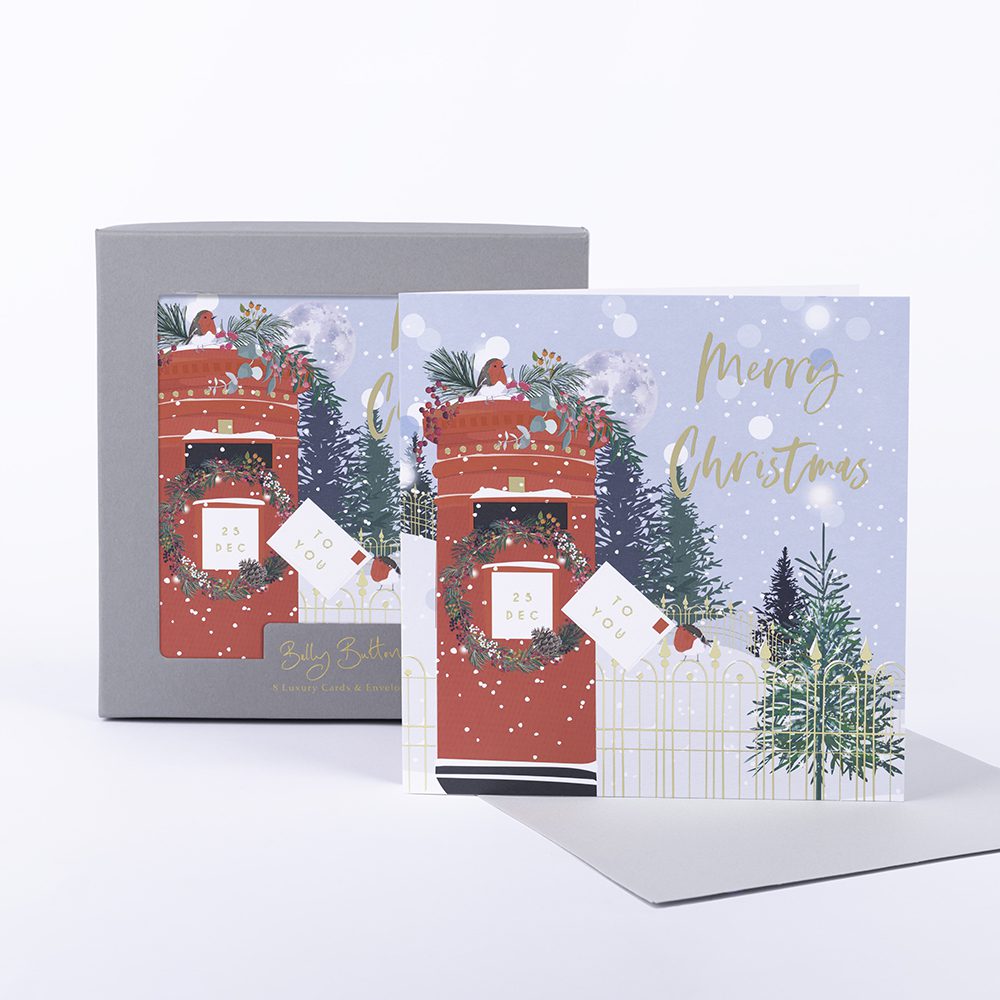 Festive Postbox Luxury Boxed Cards - Pack of 8